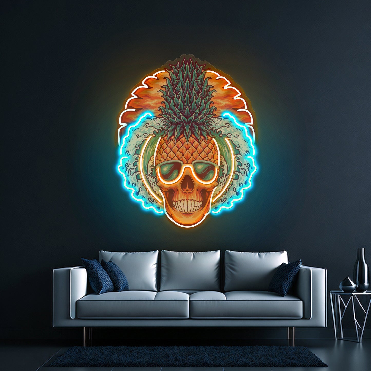 Pineapple Sea Skull Led Neon Sign Light Custom Led Signs