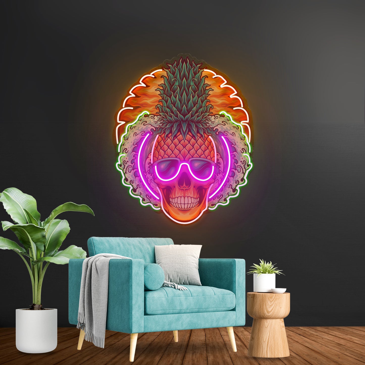 Pineapple Sea Skull Led Neon Sign Light Custom Led Signs