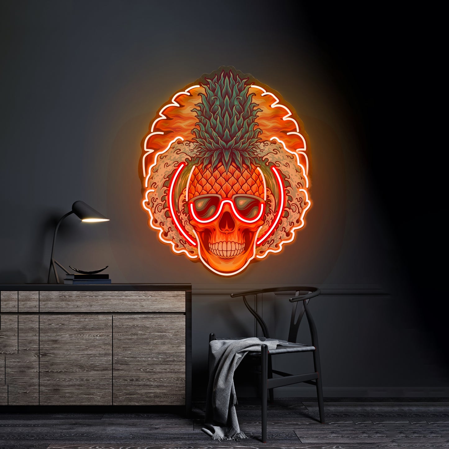 Pineapple Sea Skull Led Neon Sign Light Custom Led Signs