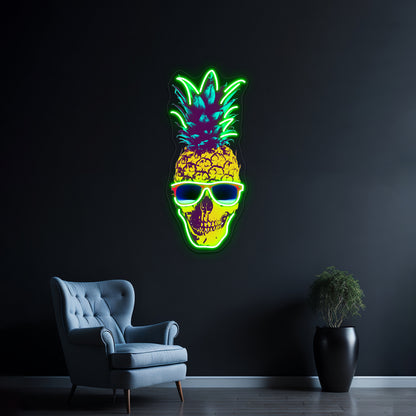 Pineapple Skull Artwork Led Neon Signs Custom