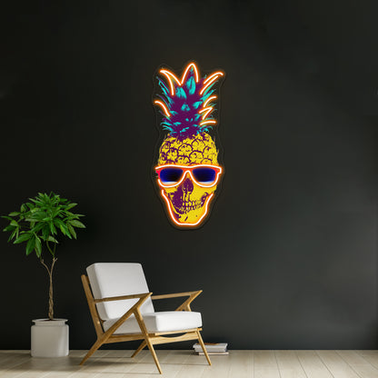 Pineapple Skull Artwork Led Neon Signs Custom