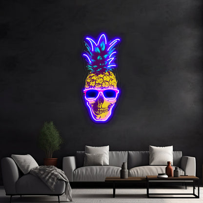 Pineapple Skull Artwork Led Neon Signs Custom