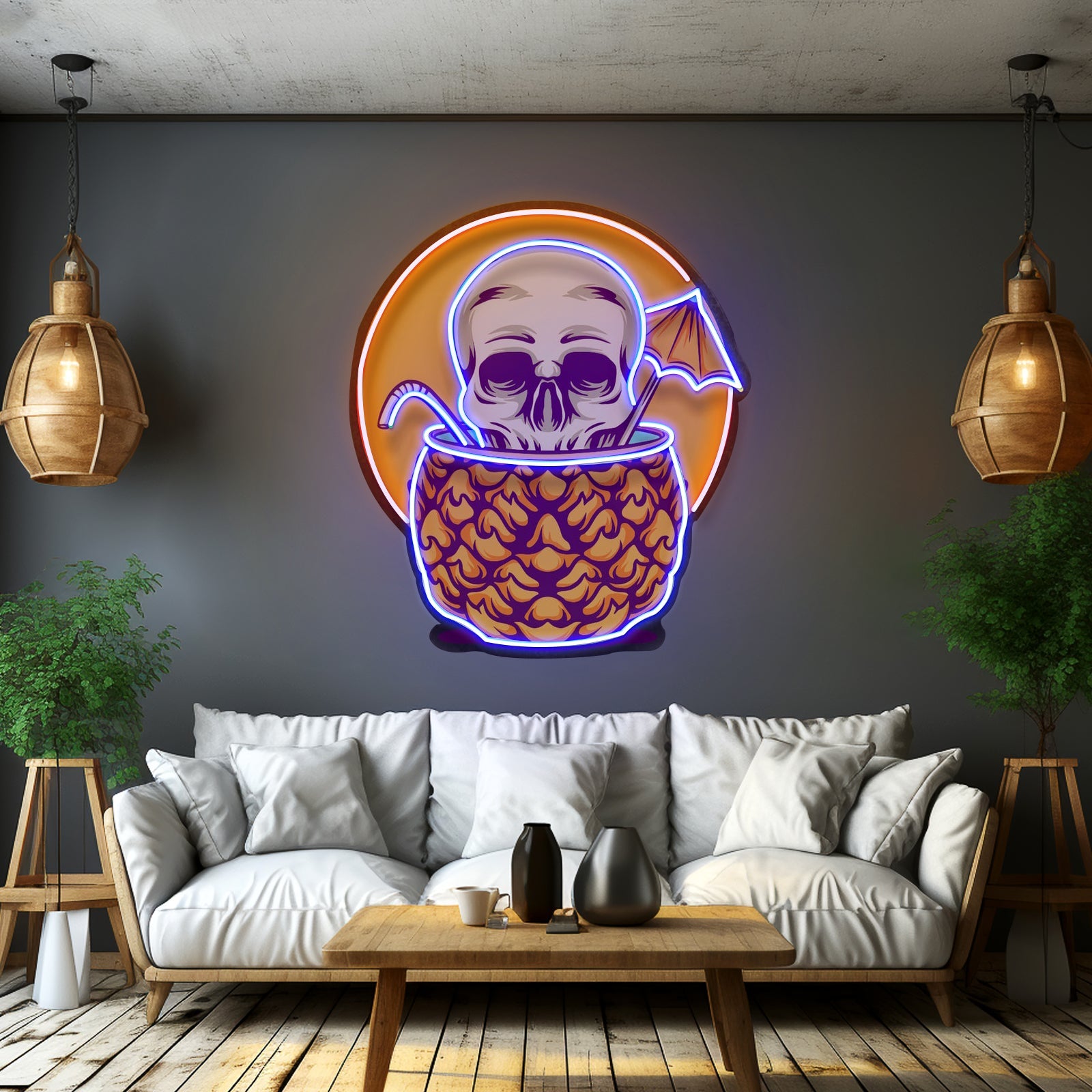 Pineapple Skull Led Neon Sign Light Custom Led Signs - Shineneon