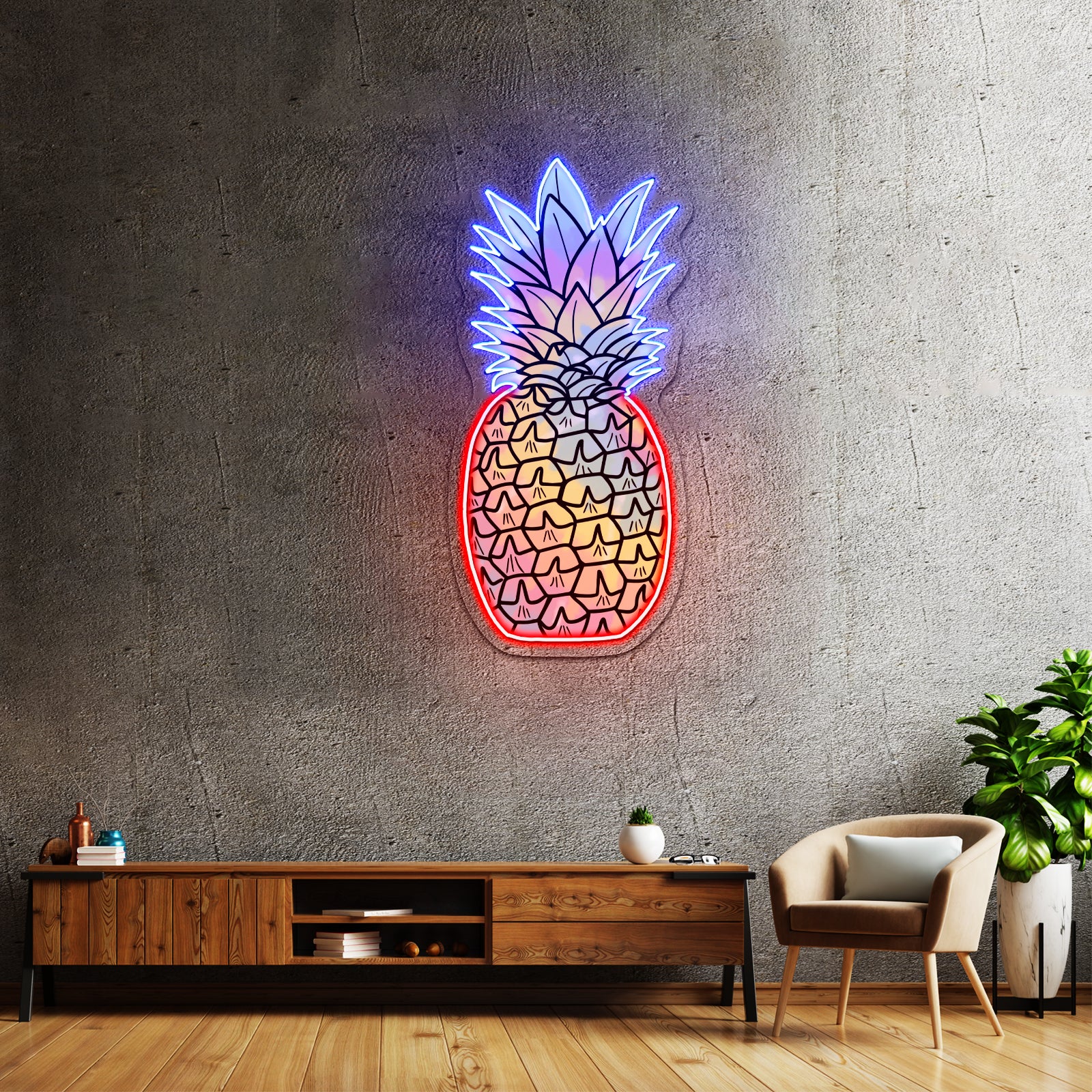 Pineapple Tie Dye Aesthetic Artwork Neon Sign Artwork For Sale