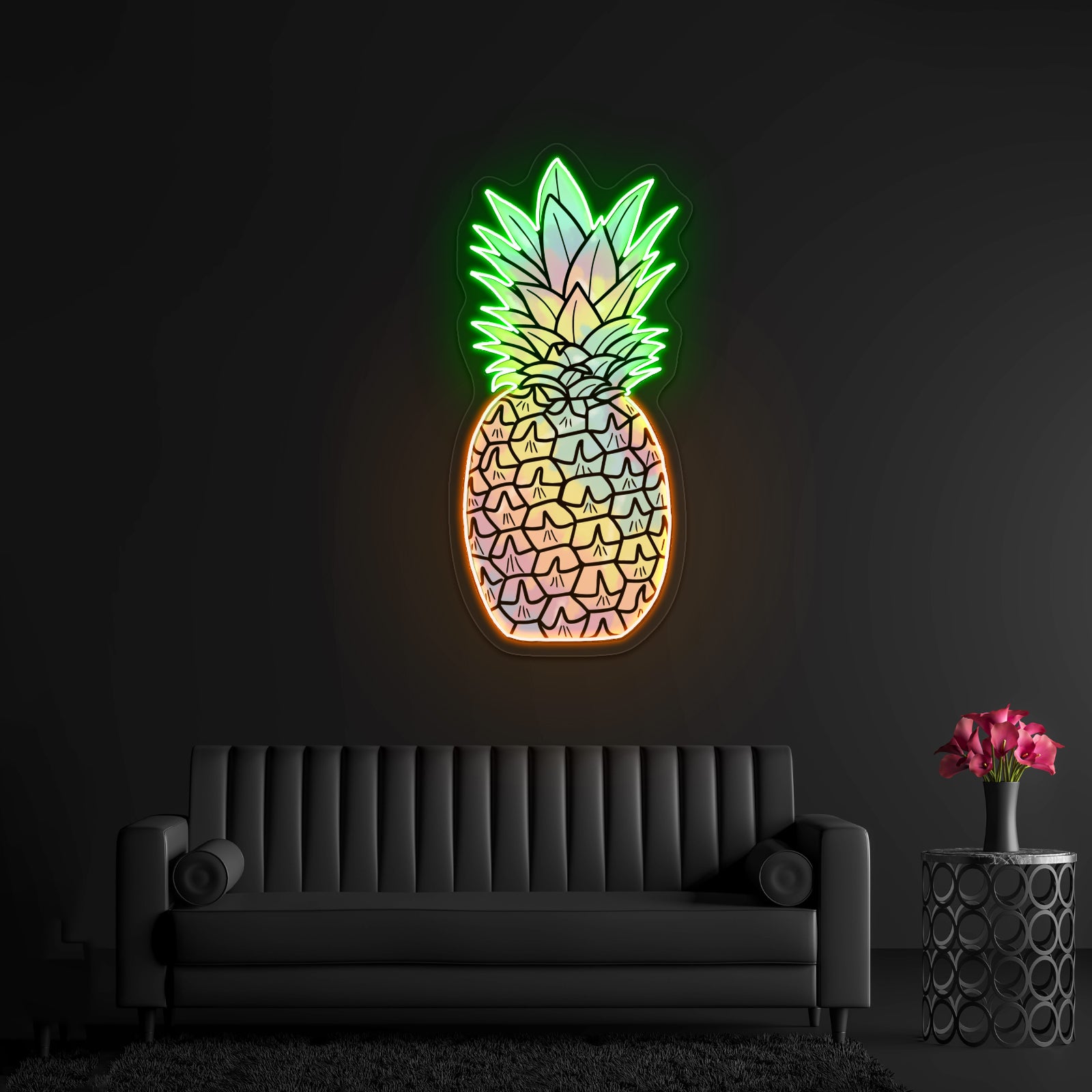 Pineapple Tie Dye Aesthetic Artwork Neon Sign Artwork For Sale