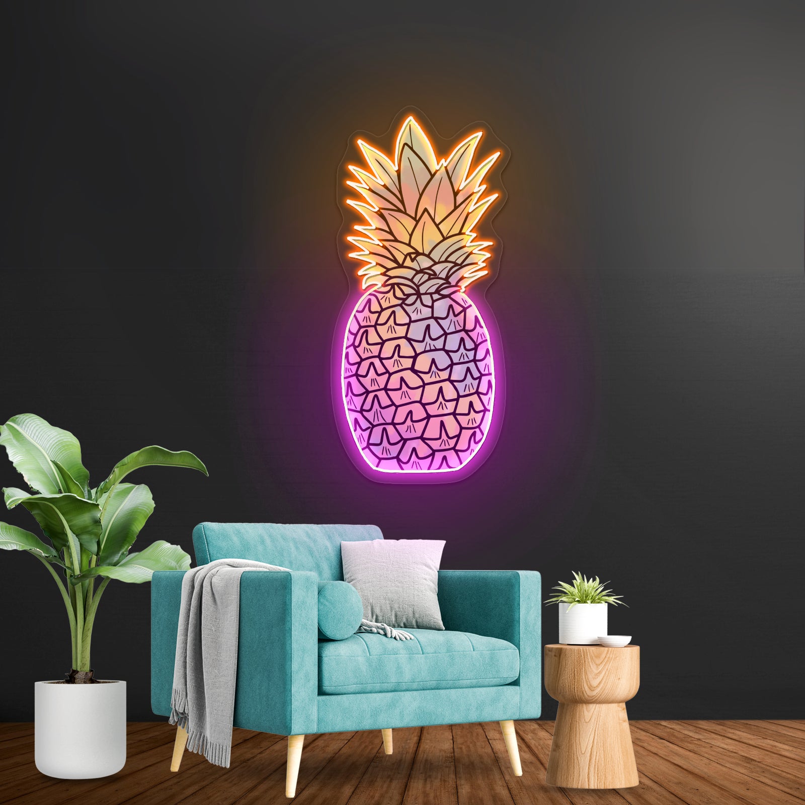 Pineapple Tie Dye Aesthetic Artwork Neon Sign Artwork For Sale