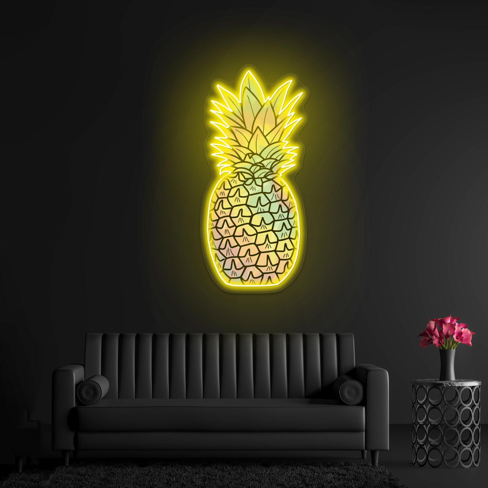 Pineapple Tie Dye Aesthetic Artwork Neon Sign Artwork For Sale