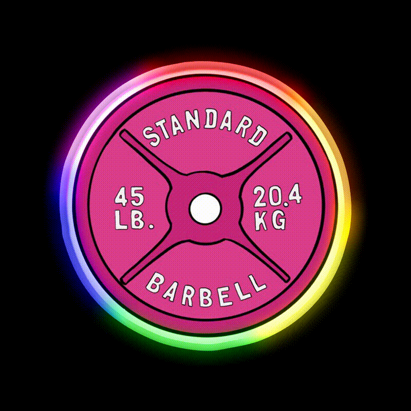 Pink 45 Lb Plate Gym Fitness Led Neon Sign Rgb Color