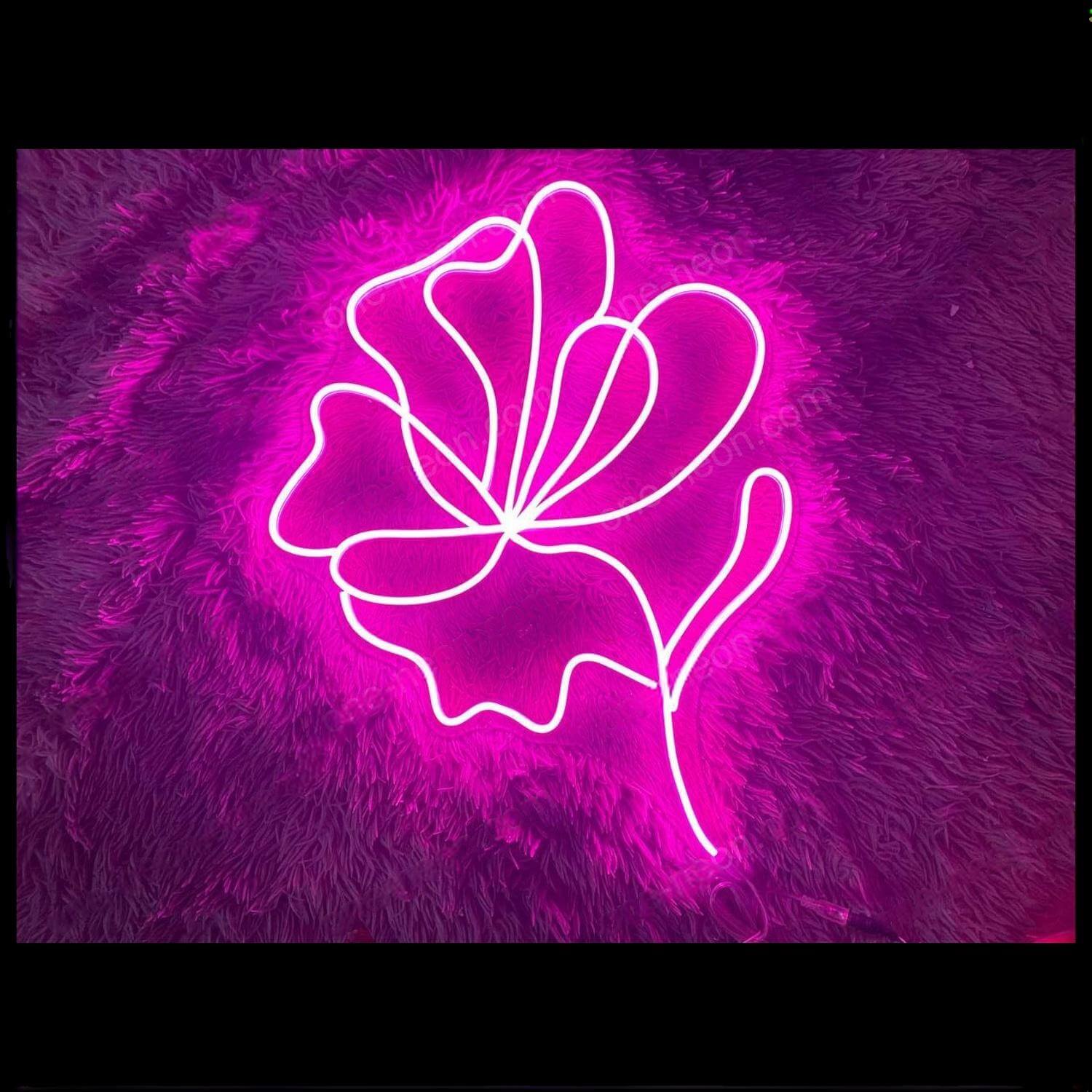 Pink Abstract Flower Line Art Led Neon Sign For Home And Café | Shineneon