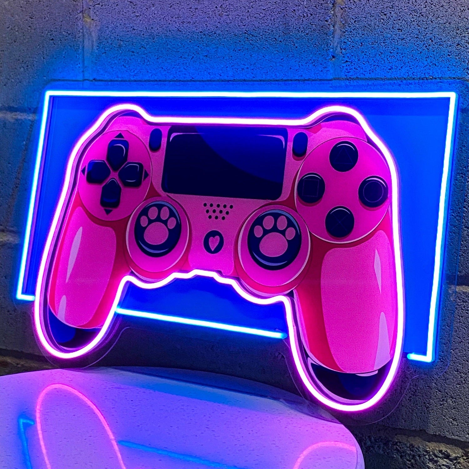 Pink And Blue Gaming Controller Uv Printed Led Neon Sign For Game Room Decor | Shineneon