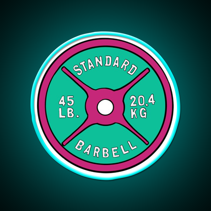 Pink And Green 45 Lbs Plate Gym Fitness Led Neon Sign Rgb Color