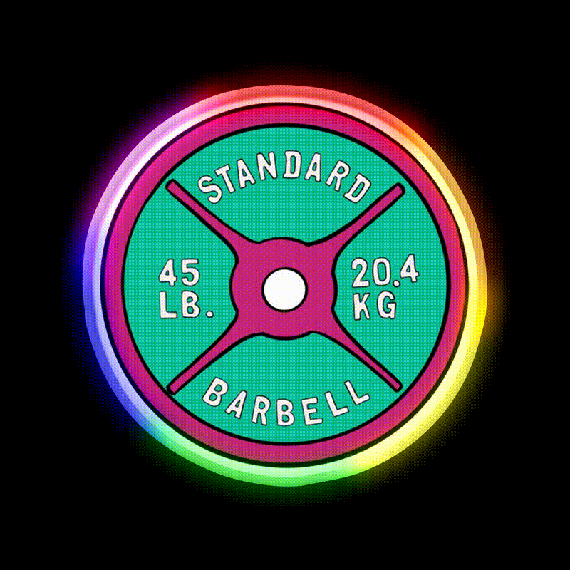 Pink And Green 45 Lbs Plate Gym Fitness Led Neon Sign Rgb Color