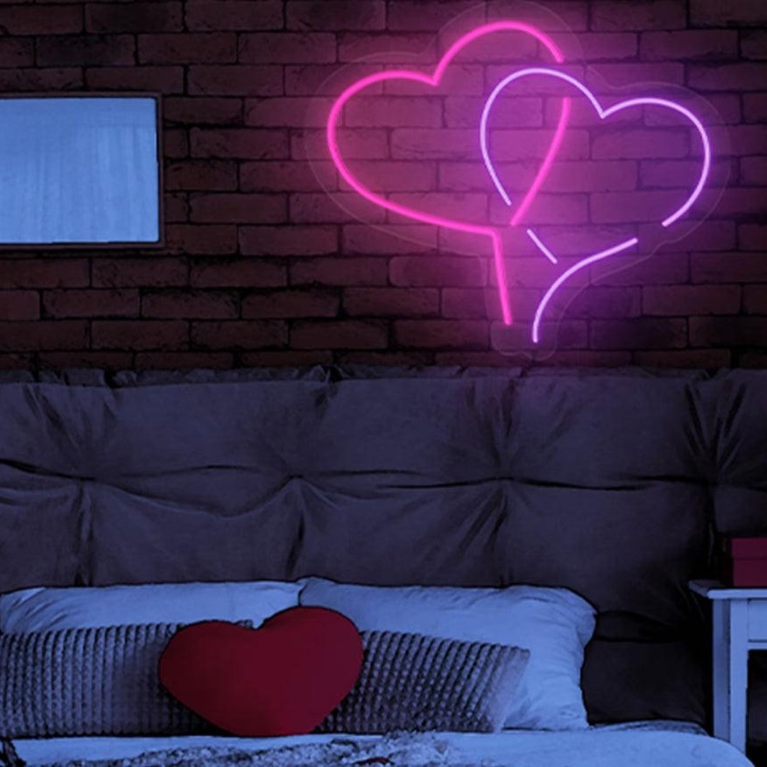 Pink and Purple Intertwined Hearts LED Neon Sign for Romantic Bedroom Decor | Shineneon