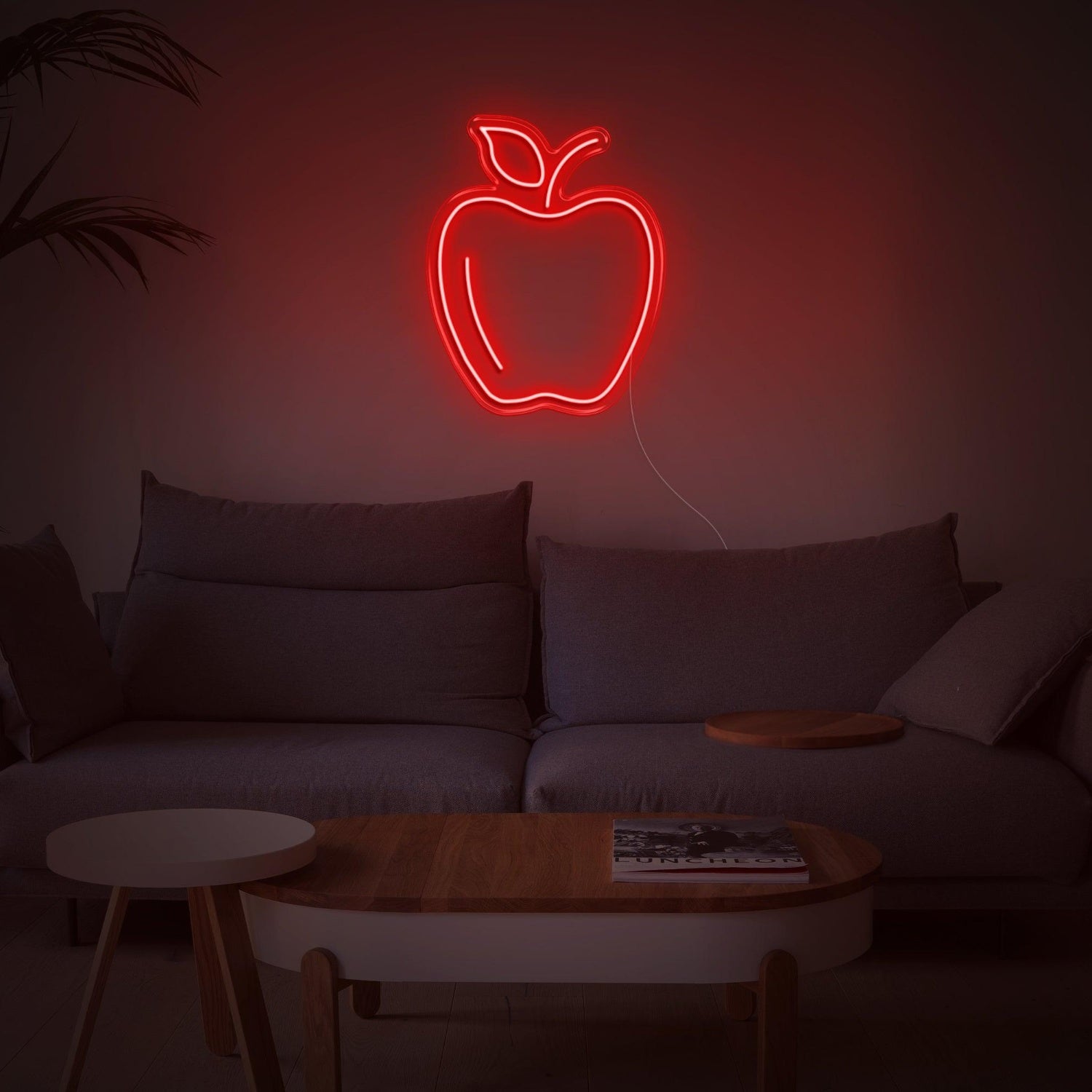 Pink Apple Outline Led Neon Sign For Living Room And Cafe Decor | Shineneon