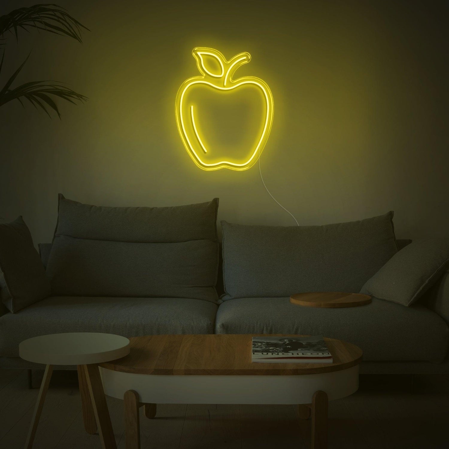 Pink Apple Outline Led Neon Sign For Living Room And Cafe Decor | Shineneon