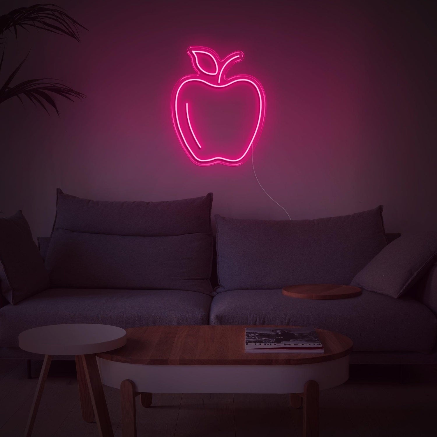 Pink Apple Outline Led Neon Sign For Living Room And Cafe Decor | Shineneon