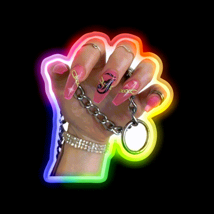Pink Baddie Nail Salon Led Neon Sign Rgb Color - LED neon sign close-up detail