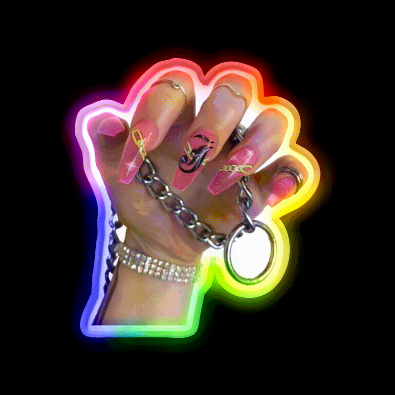 Pink Baddie Nail Salon Led Neon Sign Rgb Color - LED neon sign close-up detail