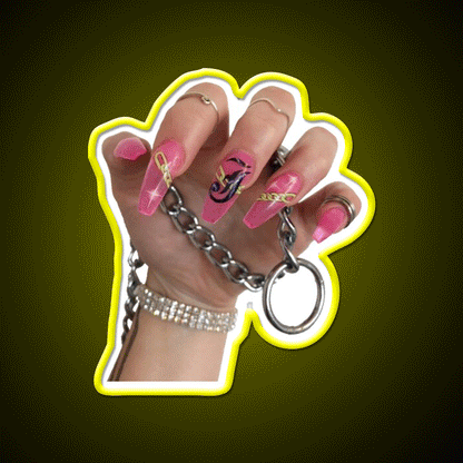 Pink Baddie Nail Salon Led Neon Sign Rgb Color - Custom LED neon sign front view
