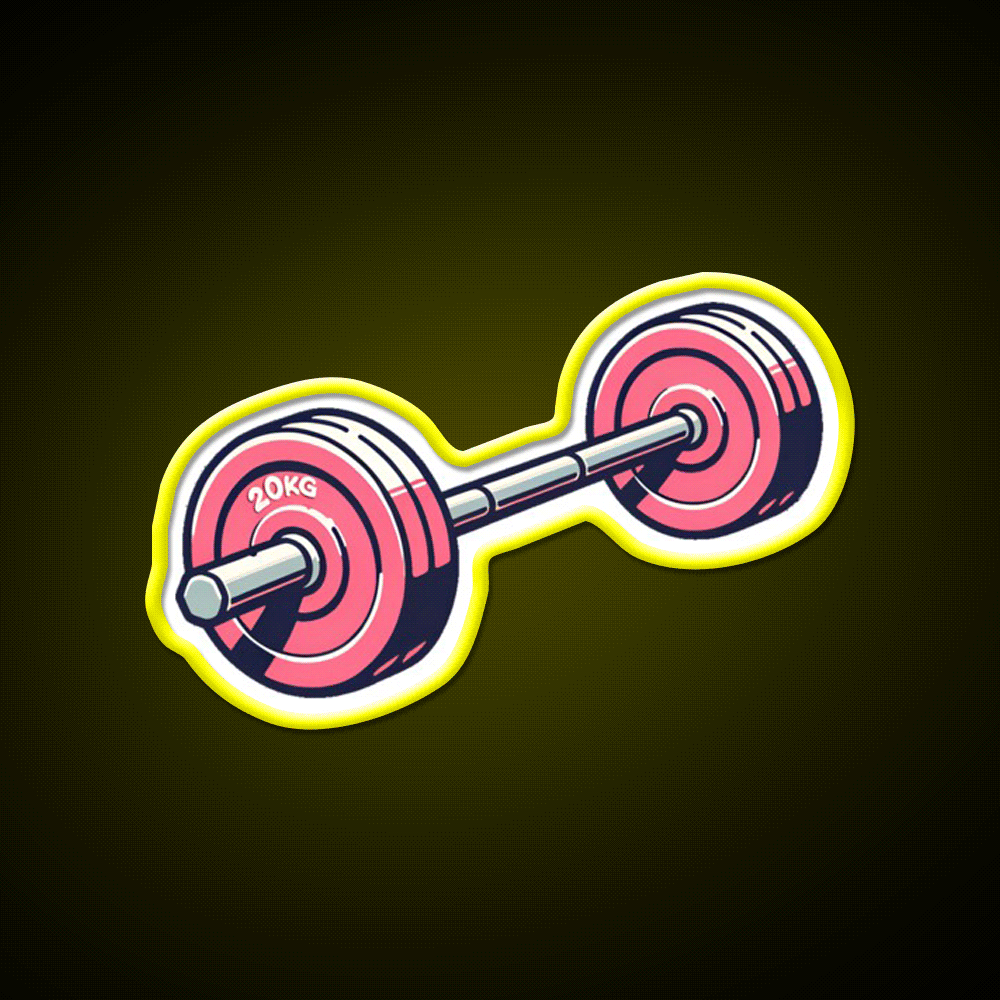 Pink Barbell Bodybuilding Gym Fitness Led Neon Sign Rgb Color