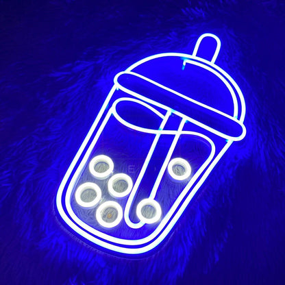 Pink Blue Boba Tea Led Neon Sign For Cafe Home Decor | Shineneon