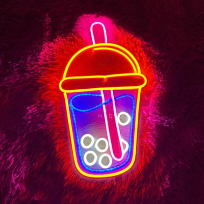 Pink Blue Boba Tea Led Neon Sign For Cafe Home Decor | Shineneon