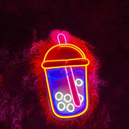 Pink Blue Boba Tea Led Neon Sign For Cafe Home Decor | Shineneon