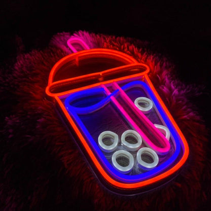Pink Blue Boba Tea Led Neon Sign For Cafe Home Decor | Shineneon