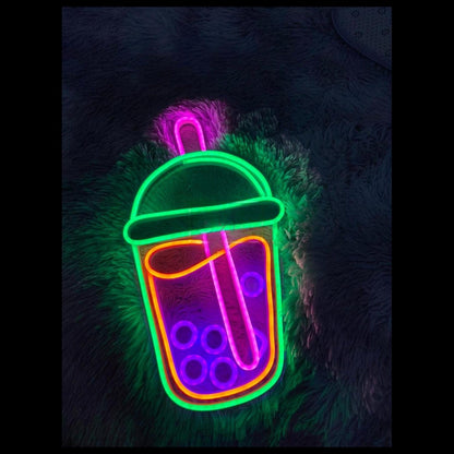 Pink Blue Boba Tea Led Neon Sign For Cafe Home Decor | Shineneon