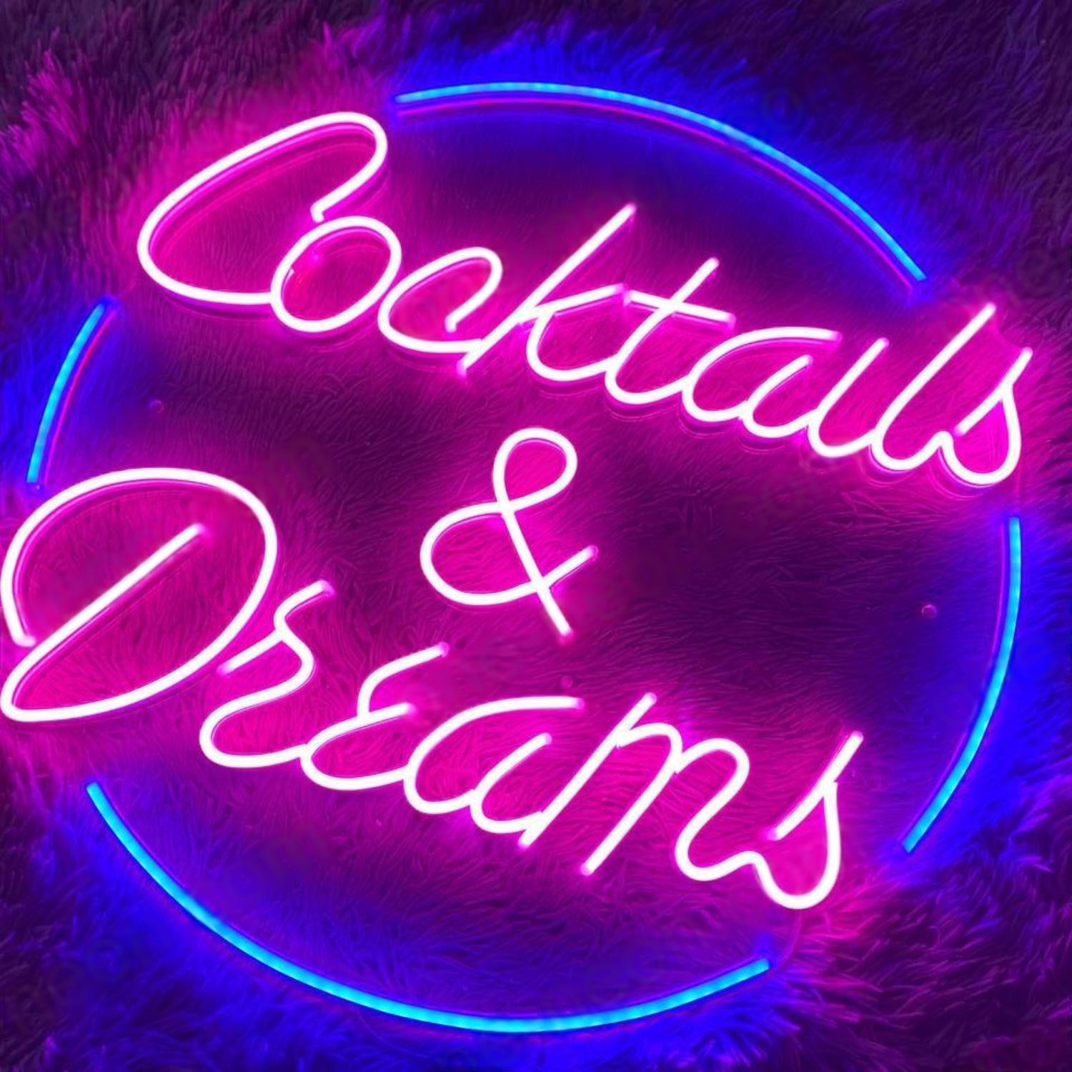 Pink Blue Curved Cocktails Dreams Led Neon Sign For Bar Cafe Decor | Shineneon