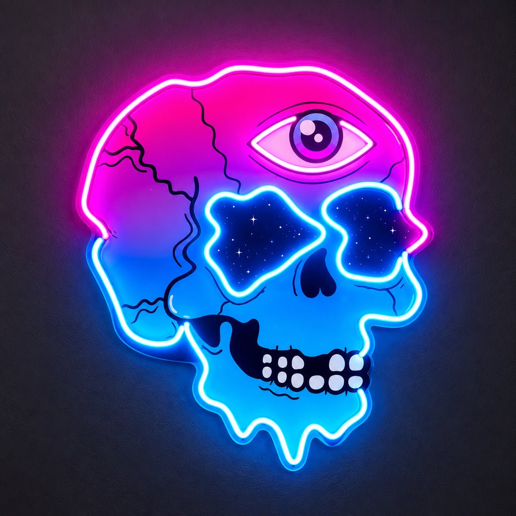 Pink Blue Melting Skull LED Neon Sign - Shineneon