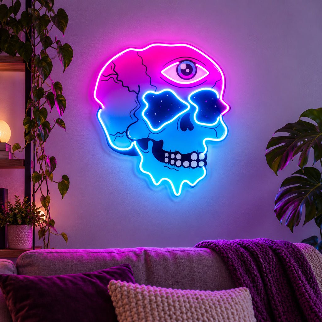 Pink Blue Melting Skull LED Neon Sign - Shineneon