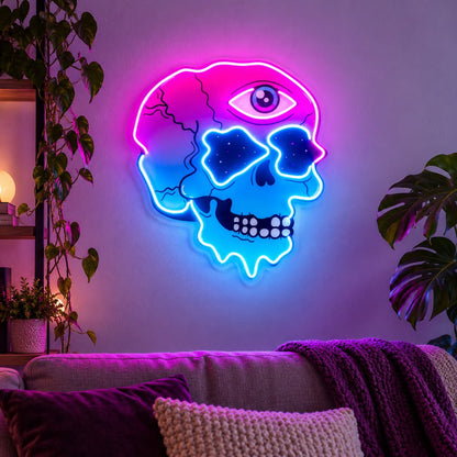 Pink Blue Melting Skull LED Neon Sign - Shineneon