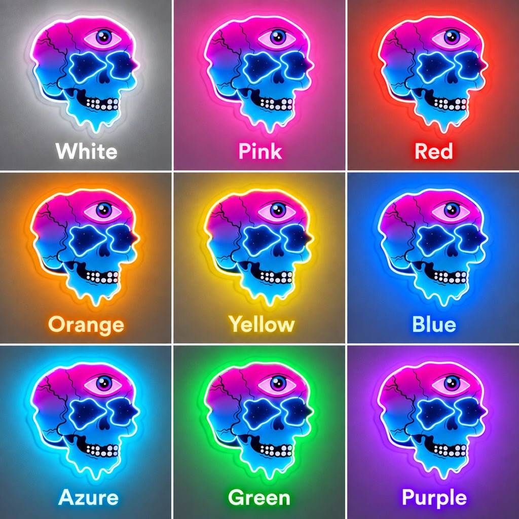 Pink Blue Melting Skull LED Neon Sign - Shineneon