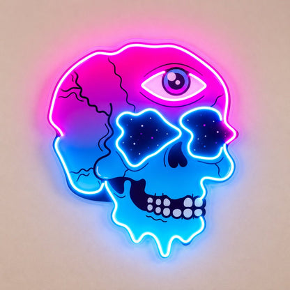 Pink Blue Melting Skull LED Neon Sign - Shineneon
