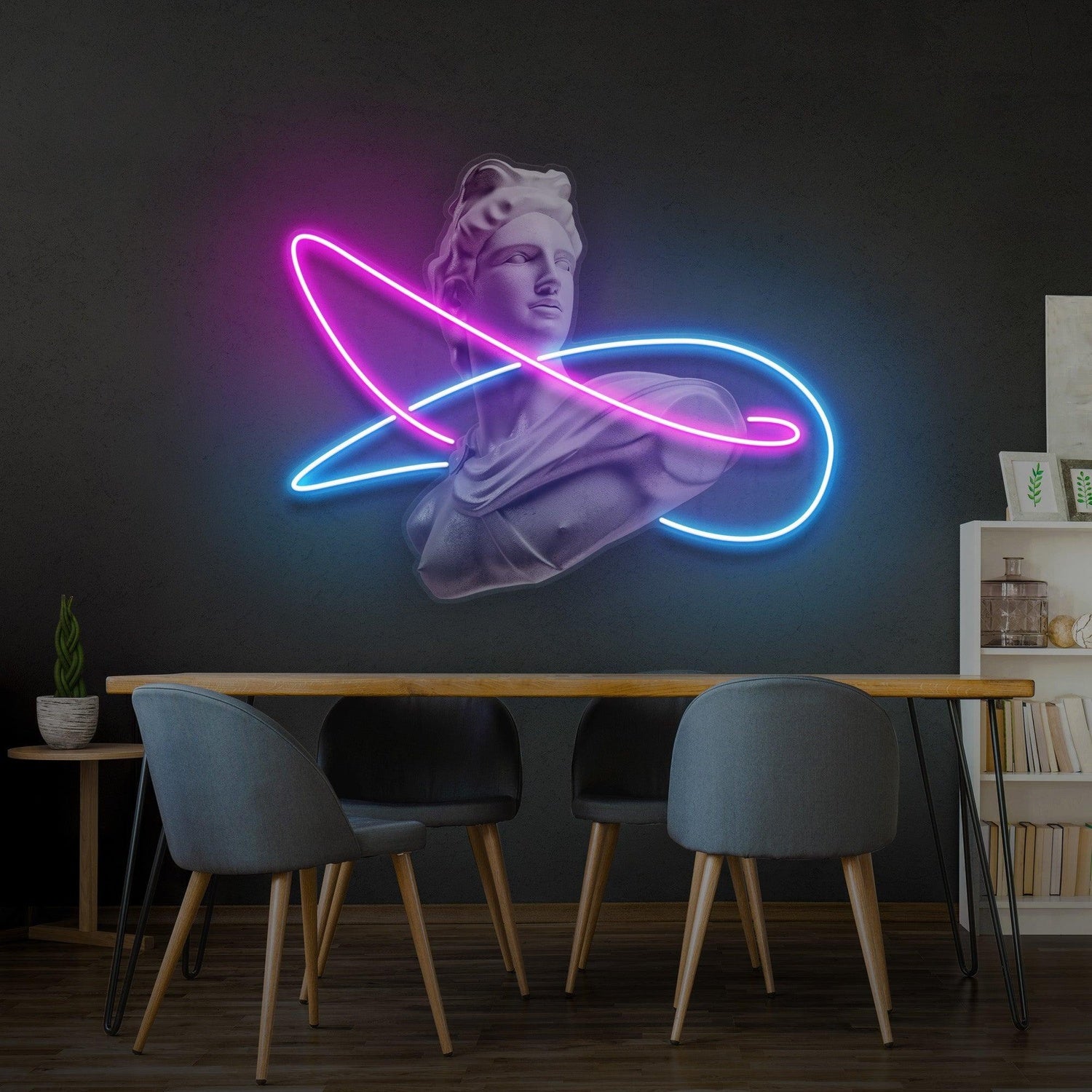 Pink Blue Modern Classical Sculpture Uv Printed Led Neon Sign Artwork Wall Art | Shineneon