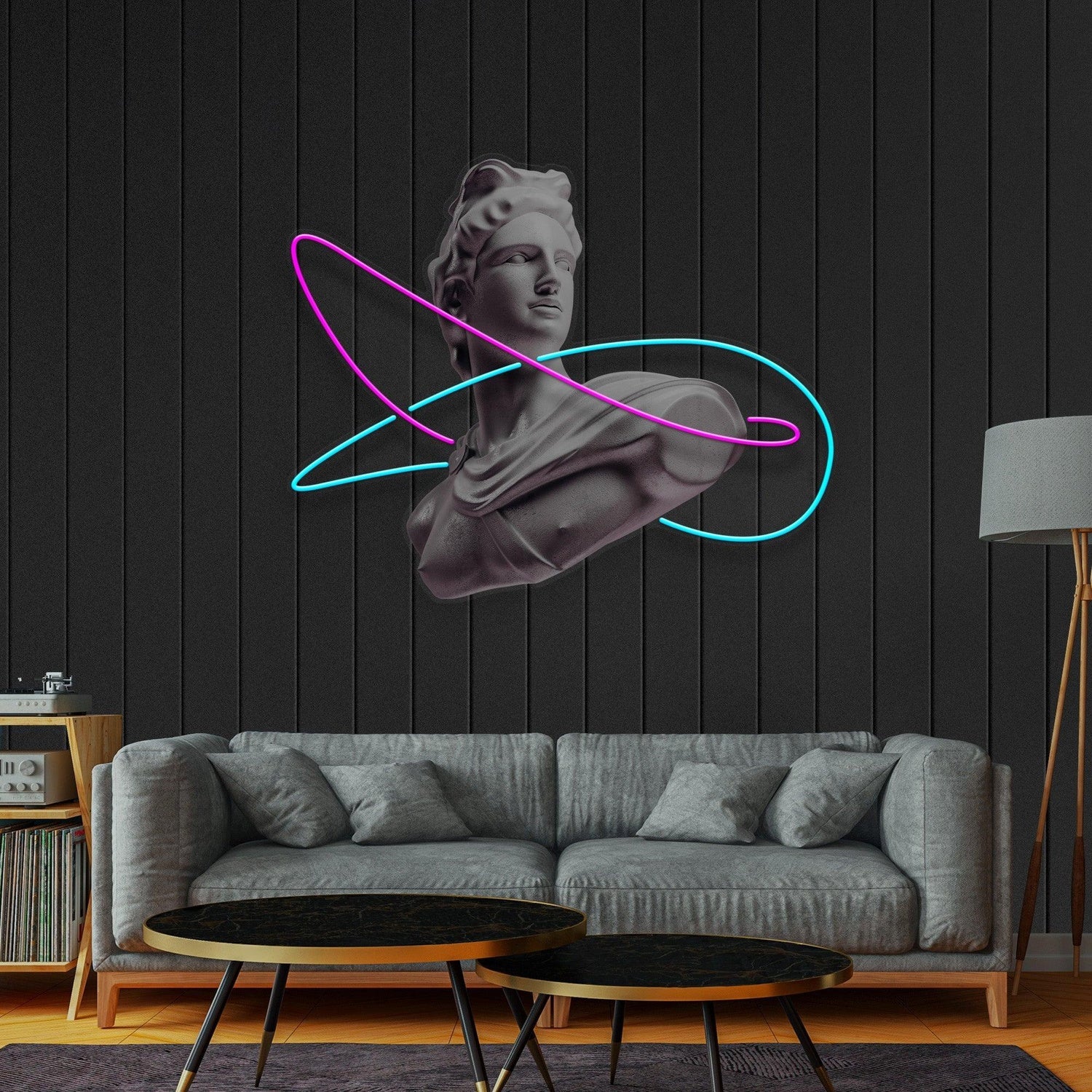 Pink Blue Modern Classical Sculpture Uv Printed Led Neon Sign Artwork Wall Art | Shineneon