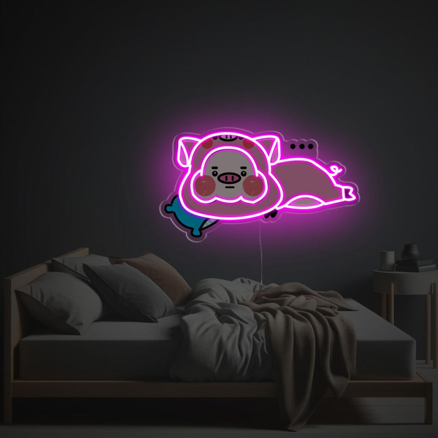 Pink Cheeky Sleeping Pig Led Neon Acrylic Artwork Home Decor | Shineneon