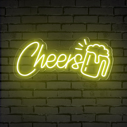 Pink Cheers Yellow Beer Mug Led Neon Sign For Bar Restaurant Decor | Shineneon