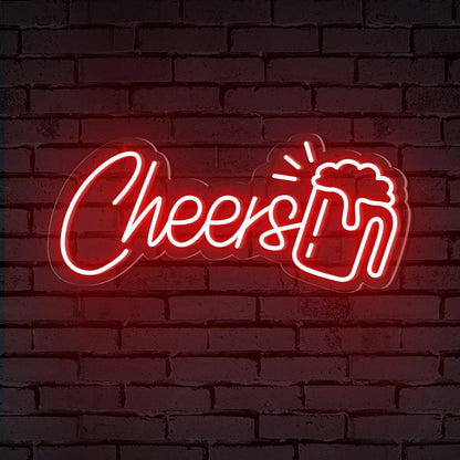 Pink Cheers Yellow Beer Mug Led Neon Sign For Bar Restaurant Decor | Shineneon
