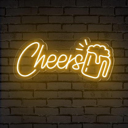 Pink Cheers Yellow Beer Mug Led Neon Sign For Bar Restaurant Decor | Shineneon