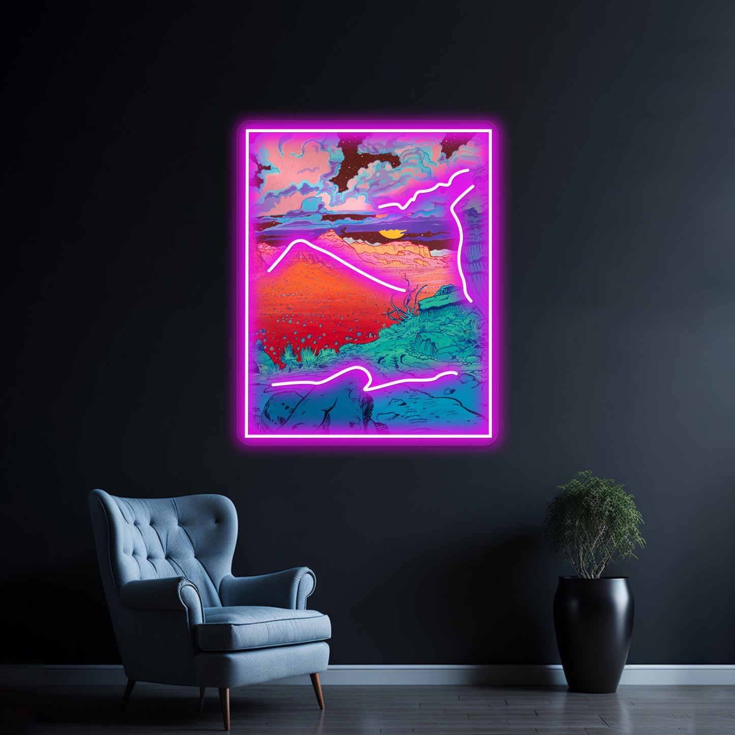 Pink Clouds Artwork Led Neon Signs Custom