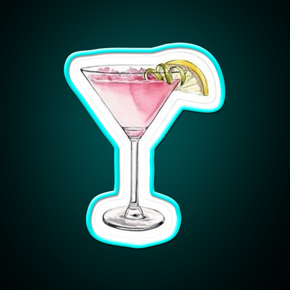 Pink Cocktail With Lemon And Lime Cocktail Bar Decor Led Neon Sign Rgb Color - Size and dimension reference