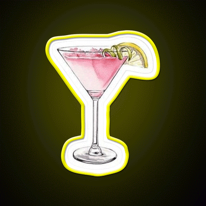 Pink Cocktail With Lemon And Lime Cocktail Bar Decor Led Neon Sign Rgb Color - Custom LED neon sign front view