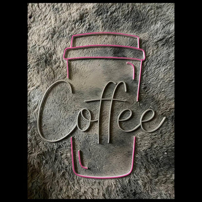 Pink Coffee Cup With White Script Led Neon Sign For Cafe Home Decor | Shineneon