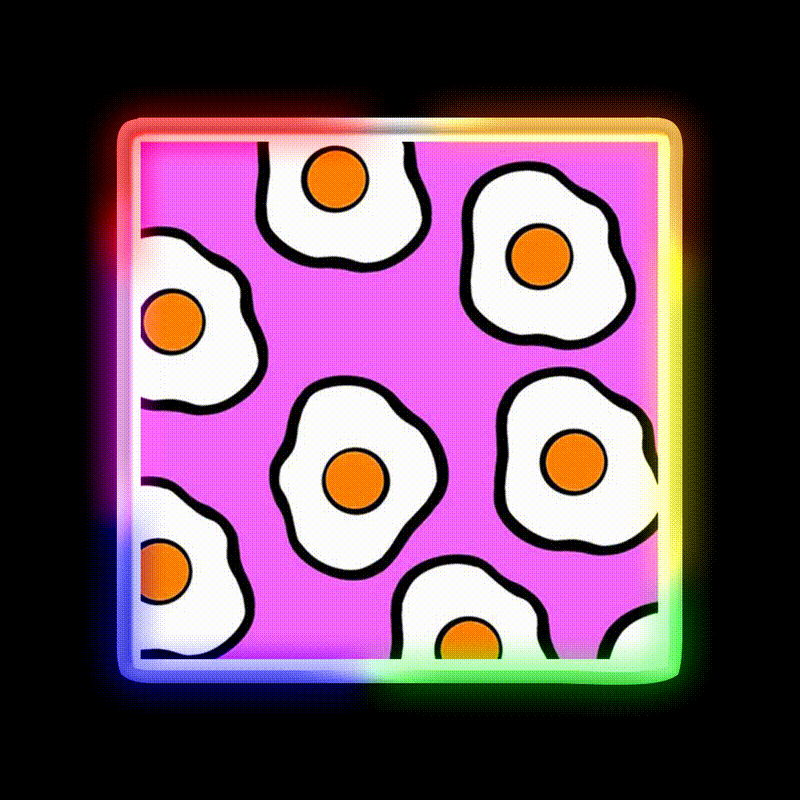 Pink Cooking Eggs Snack Food Led Neon Sign Rgb Color - LED neon sign close-up detail