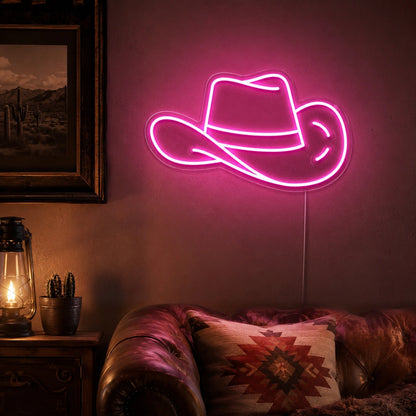 Pink Cowboy Hat Neon Sign LED Neon Sign real lifestyle scene
