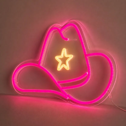 Pink Cowgirl Hat Neon Sign LED Neon Sign main product image