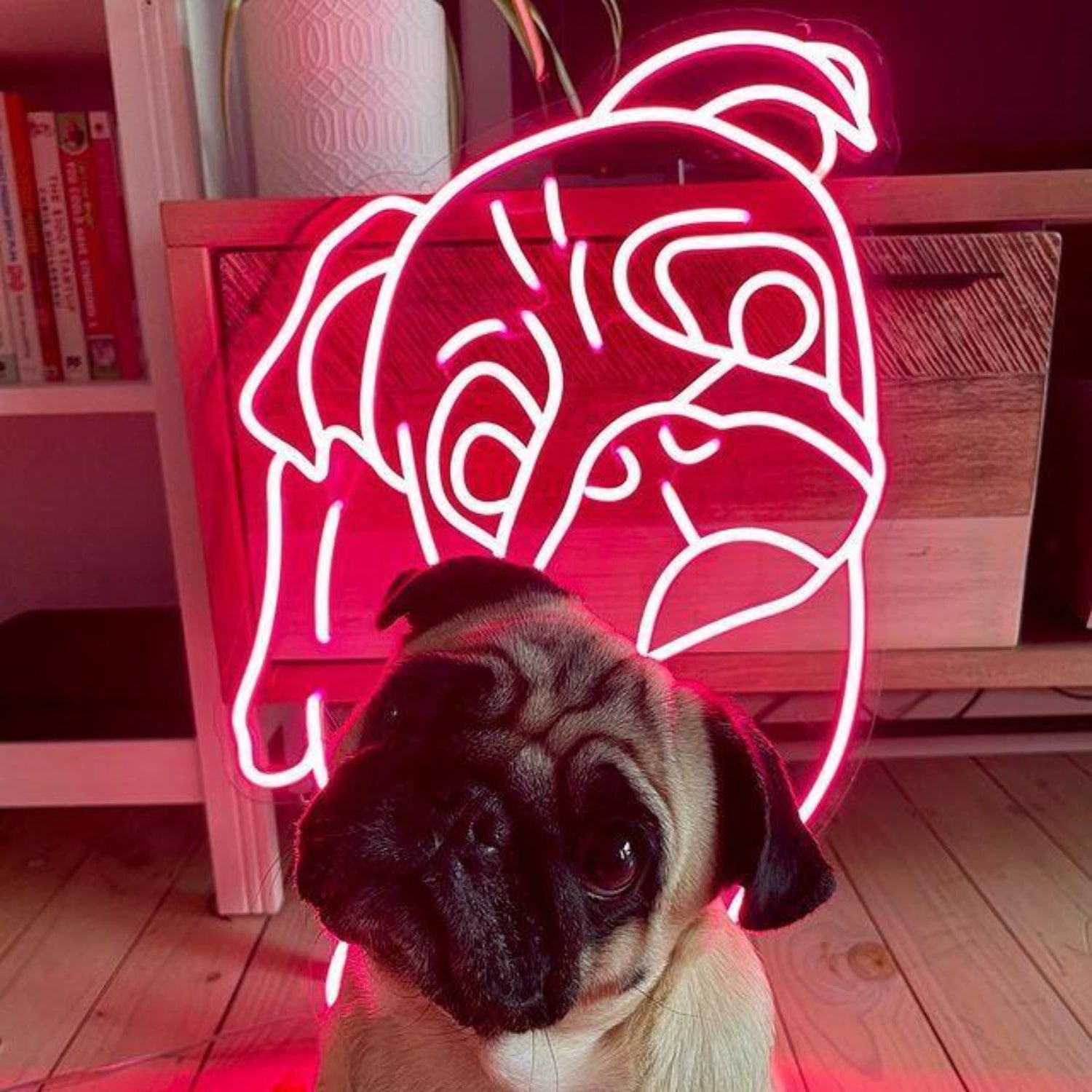 Pink Cutie The Pug Cartoon Dog Led Neon Sign For Indoor Home Decor | Shineneon