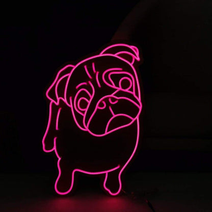 Pink Cutie The Pug Cartoon Dog Led Neon Sign For Indoor Home Decor | Shineneon